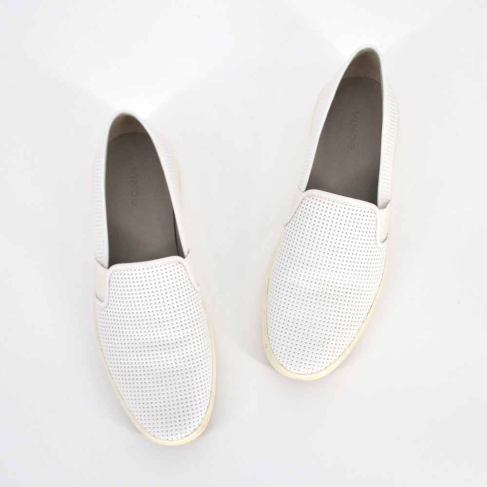 Vince Blair Perforated Leather Slip On Sneaker White Women's US 9 / 39